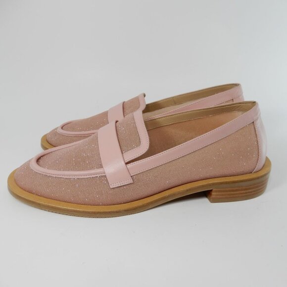Stuart Weitzman Palmer Slip on LOAFERS Flats Size 6 Pink Shimmer Mesh NEW $475 - Picture 9 of 16